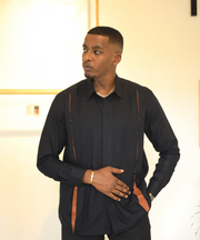 Noir pleated linen shirt