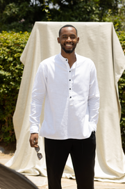 Linen half button shirt